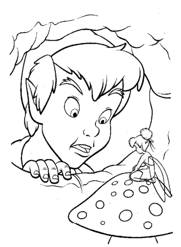 Peter Pan Meets Tinker Bell  Coloring Page